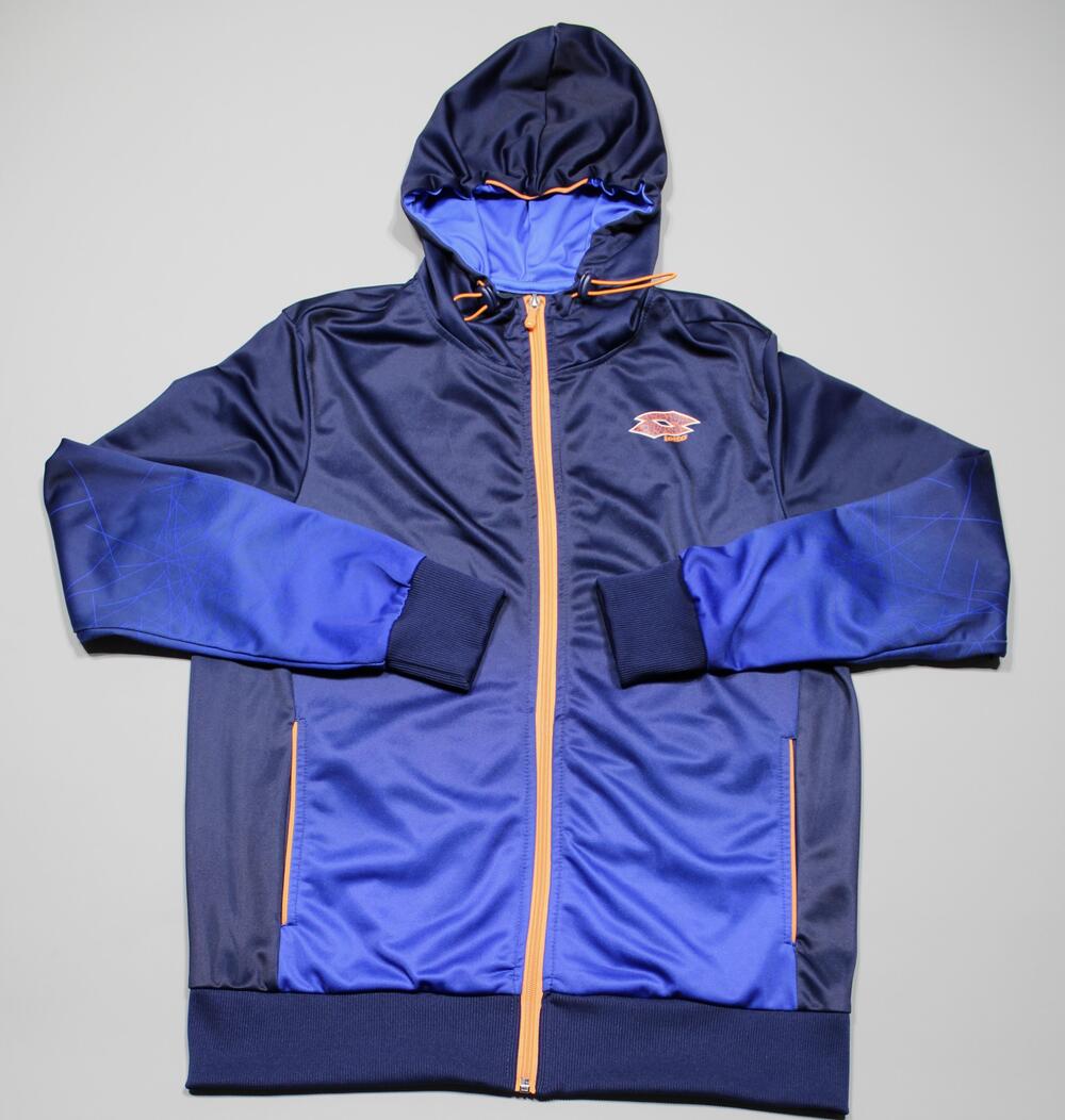 Lotto Jacket Mens Medium Blue Hooded Full Zip Track Athletic Colorblock